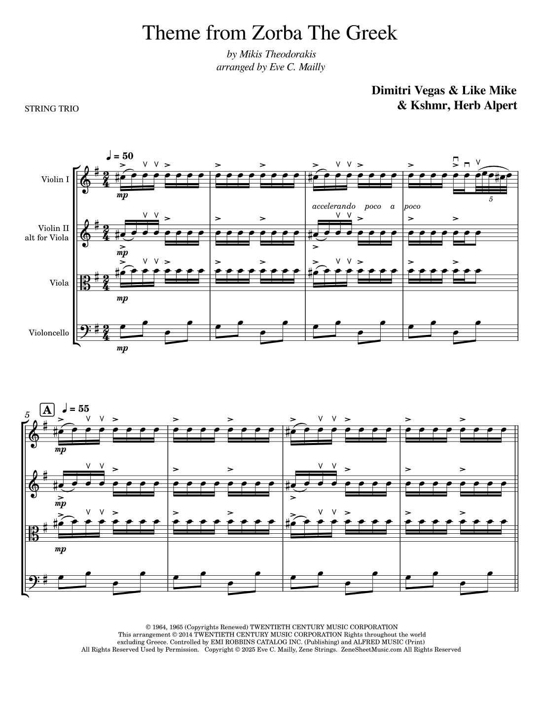 Theme From "zorba The Greek" (arr. Eve C. Mailly - Zene Strings)