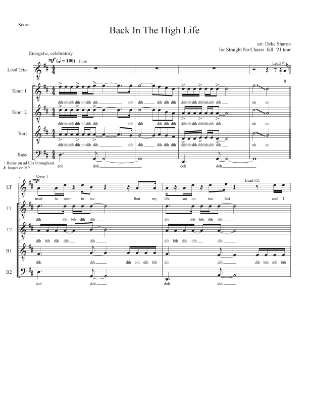 Back In The High Life Again (arr. Deke Sharon)