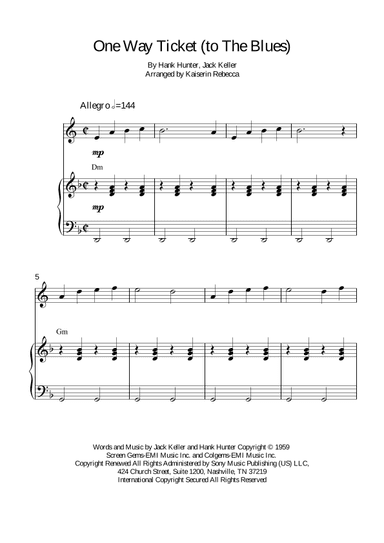 One Way Ticket (to The Blues) (arr. Kaiserin Rebecca)