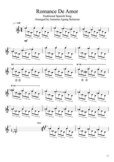Romance De Amor (Solo Ukulele Score) (arr. Antonius Agung Setiawan)