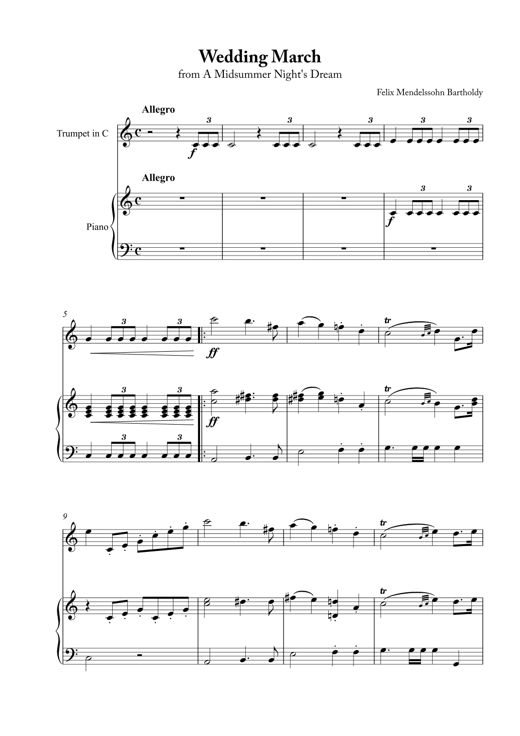 Wedding March - Short Version (arr. Karen Gueiros)