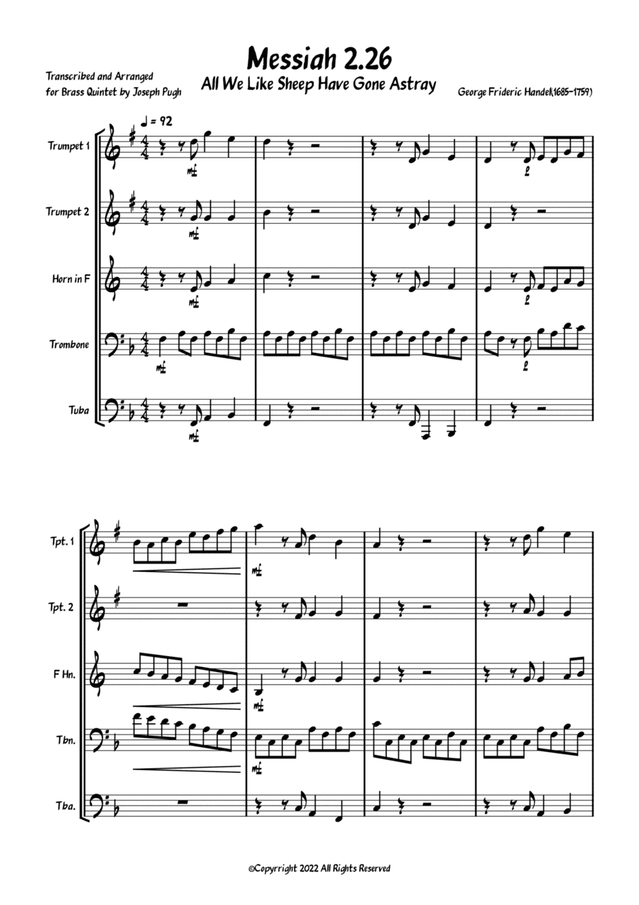 Messiah 2.26 (All We Like Sheep Have Gone Astray) (arr. Joseph Pugh)