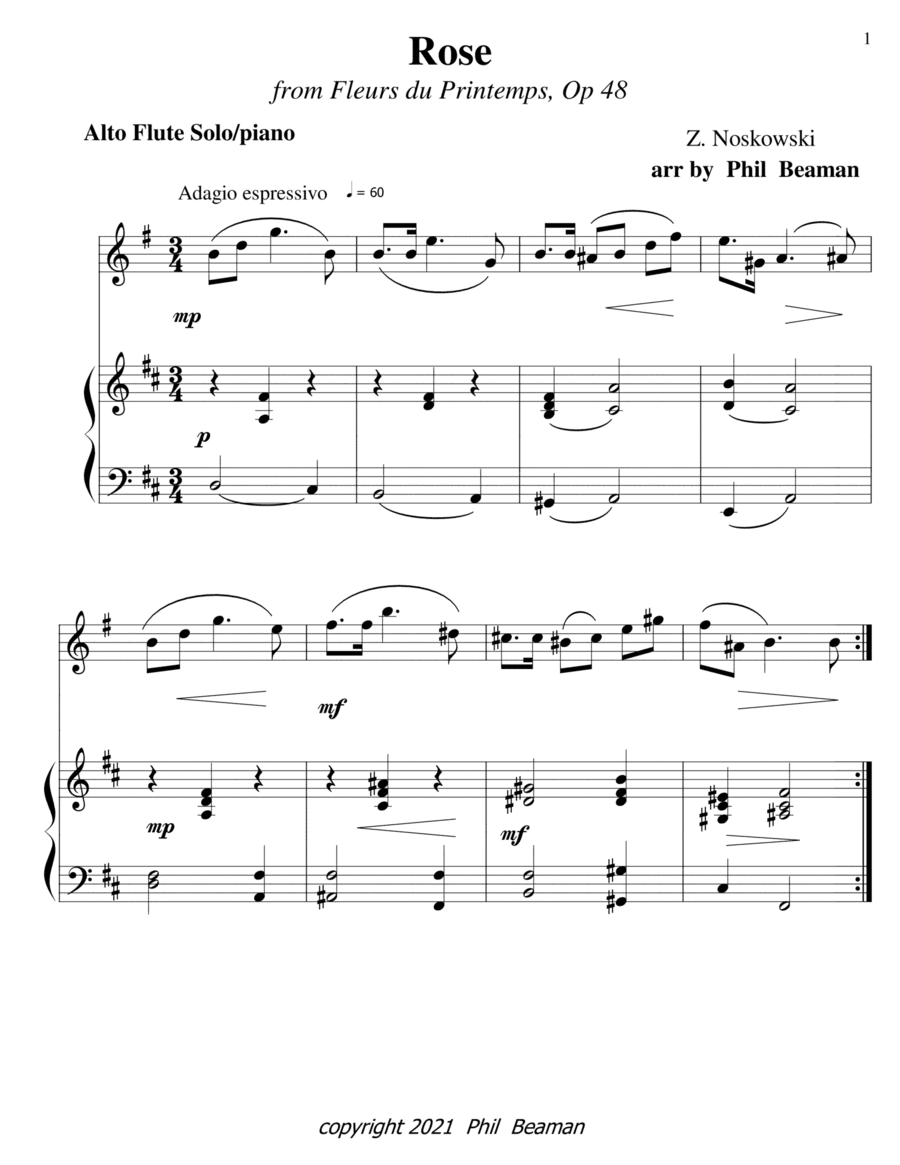 Rose-Noskowski-Alto Flute-Piano (arr. Phil Beaman)