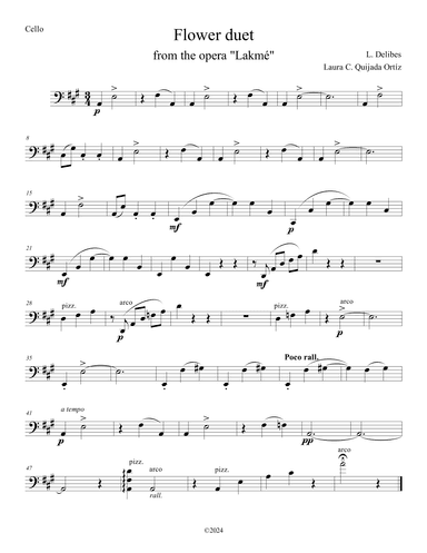 Flower duet, from Lakmé. String orchestra, intermediate. Score & parts. (arr. Laura C. Quijada Ortíz)