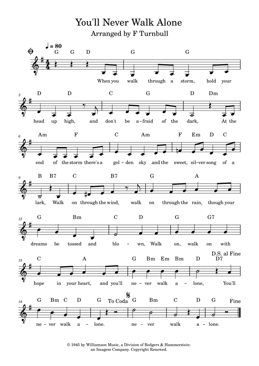 You'll Never Walk Alone (arr. F Turnbull)