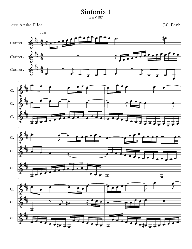 Sinfonia 1 (BWV 787) (arr. Asuka Elias)