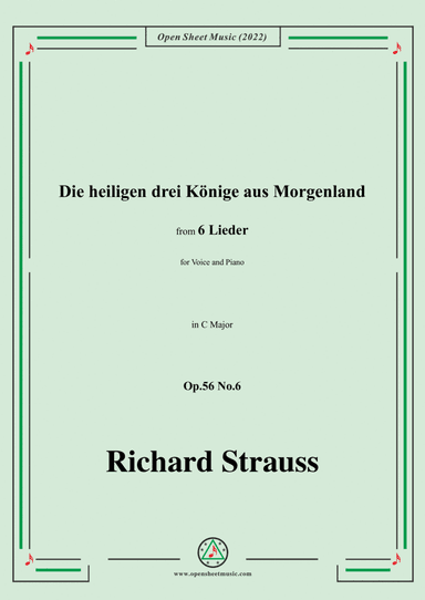 Richard Strauss-Die heiligen drei Könige aus Morgenland,in C Major,Op.56 No.6,for Voice and Piano (arr. Open Cloud)