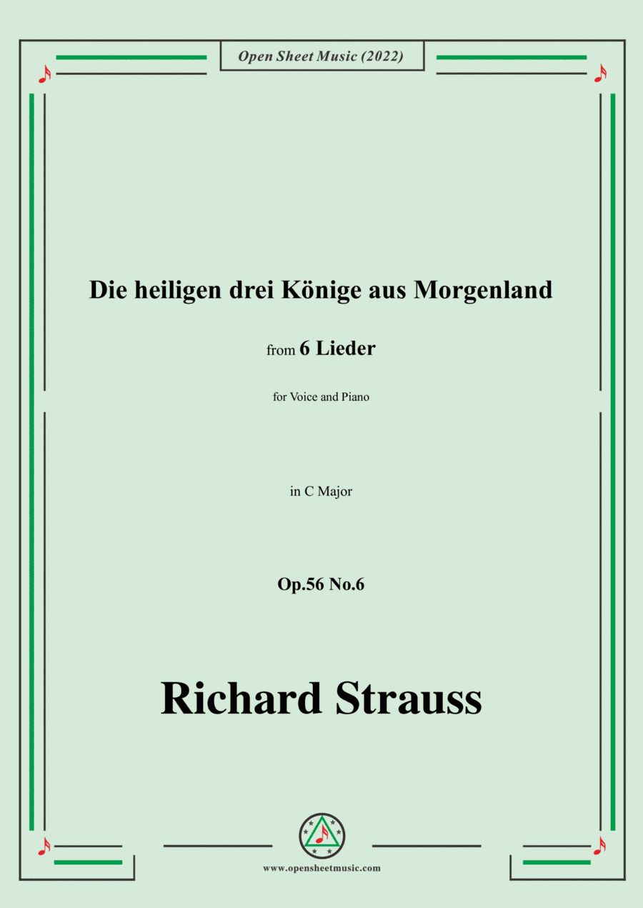 Richard Strauss-Die heiligen drei Könige aus Morgenland,in C Major,Op.56 No.6,for Voice and Piano (arr. Open Cloud)