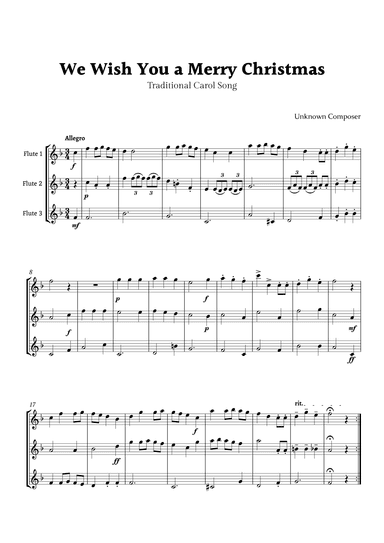 We Wish you a Merry Christmas for Flute Trio (arr. Rika K.)