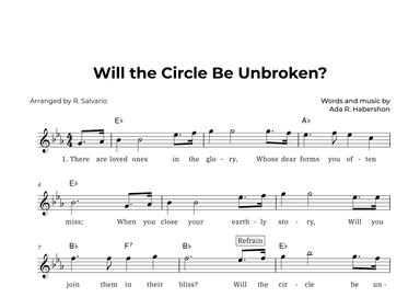 Will the Circle Be Unbroken (Key of E-Flat Major) (arr. R. Salvario)
