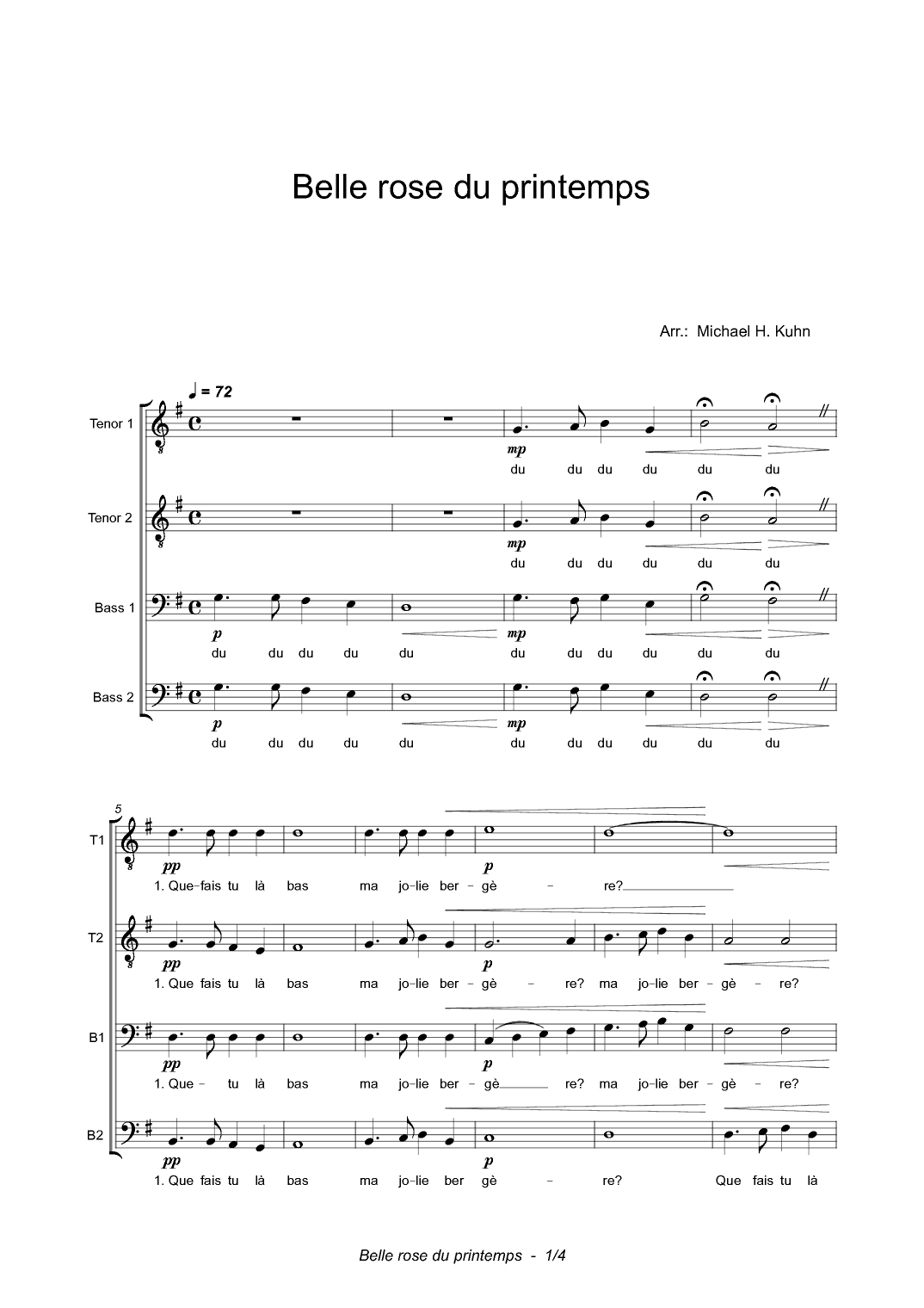 Belle rose du printemps (arr. Michael H. Kuhn)