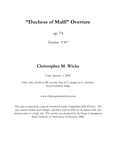 "Duchess of Malfi" Overture
