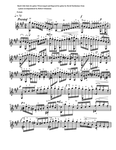 Cello suite 3 for guitar: Prelude (arr. David L Turkheimer)