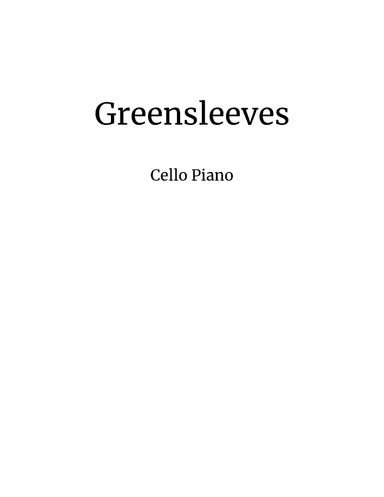 Greensleeves (arr. James Allen Shimanek)