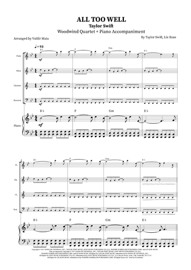 All Too Well (arr. Valdir Maia)
