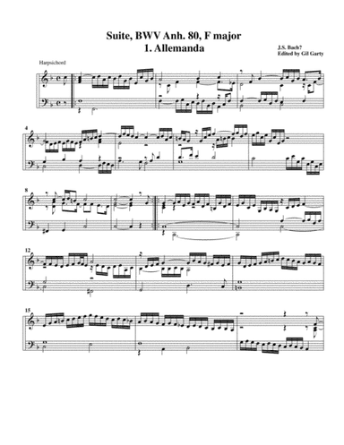 Suite for harpsichord BWV Anh. 80 (arr. Gil Garty)