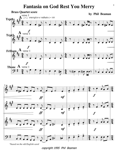 Fantasia on God Rest You Merry - Brass Quartet 1 (arr. Phil Beaman)