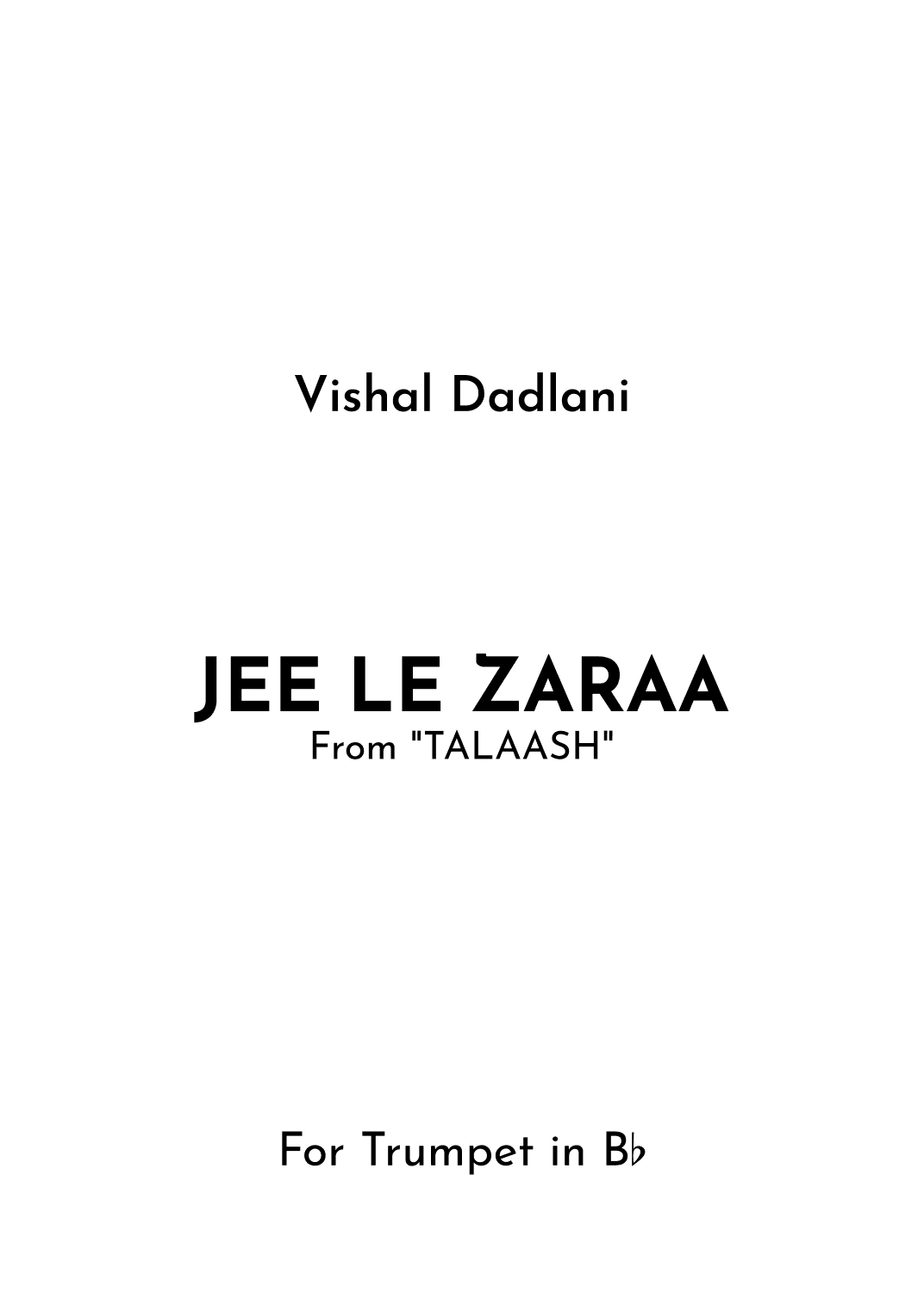 Jee Le Zaraa (arr. Jireh J.)