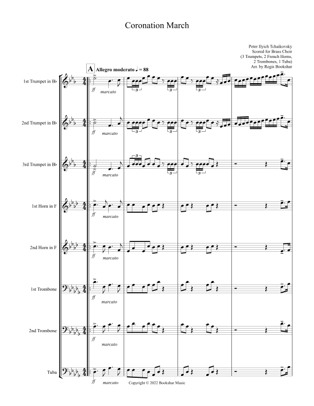 Coronation March (Db) (Brass Choir - 3 Trp, 2 Hrn, 2 Trb, 1 Tuba) (arr. Regis Bookshar)