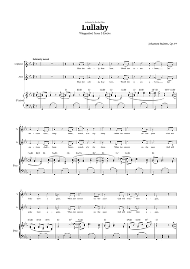 Lullaby by Brahms for SA Choir and Piano (arr. Langanho)
