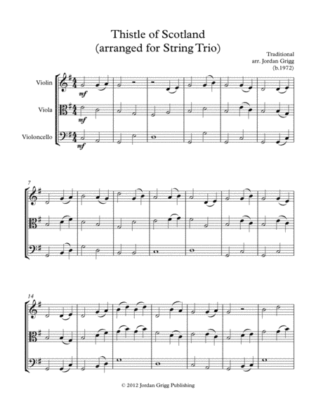 Thistle of Scotland (arranged for String Trio) (arr. Jordan Grigg)