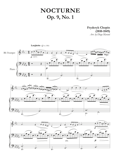 Nocturne Op. 9, No. 1 for Trumpet and Piano (arr. Diego Marani)