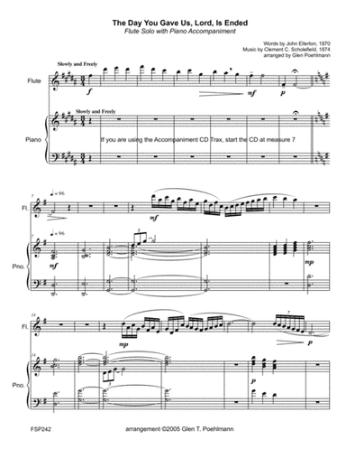 THE DAY YOU GAVE US LORD IS ENEDED - FLUTE SOLO with Piano Accompaniment (arr. Glen Poehlmann)