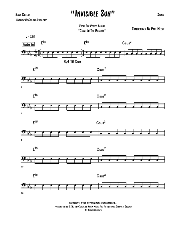 Invisible Sun (arr. Accubass)