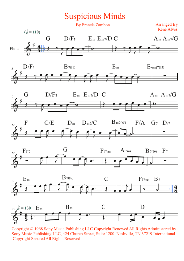 Suspicious Minds (arr. Rene Alves)