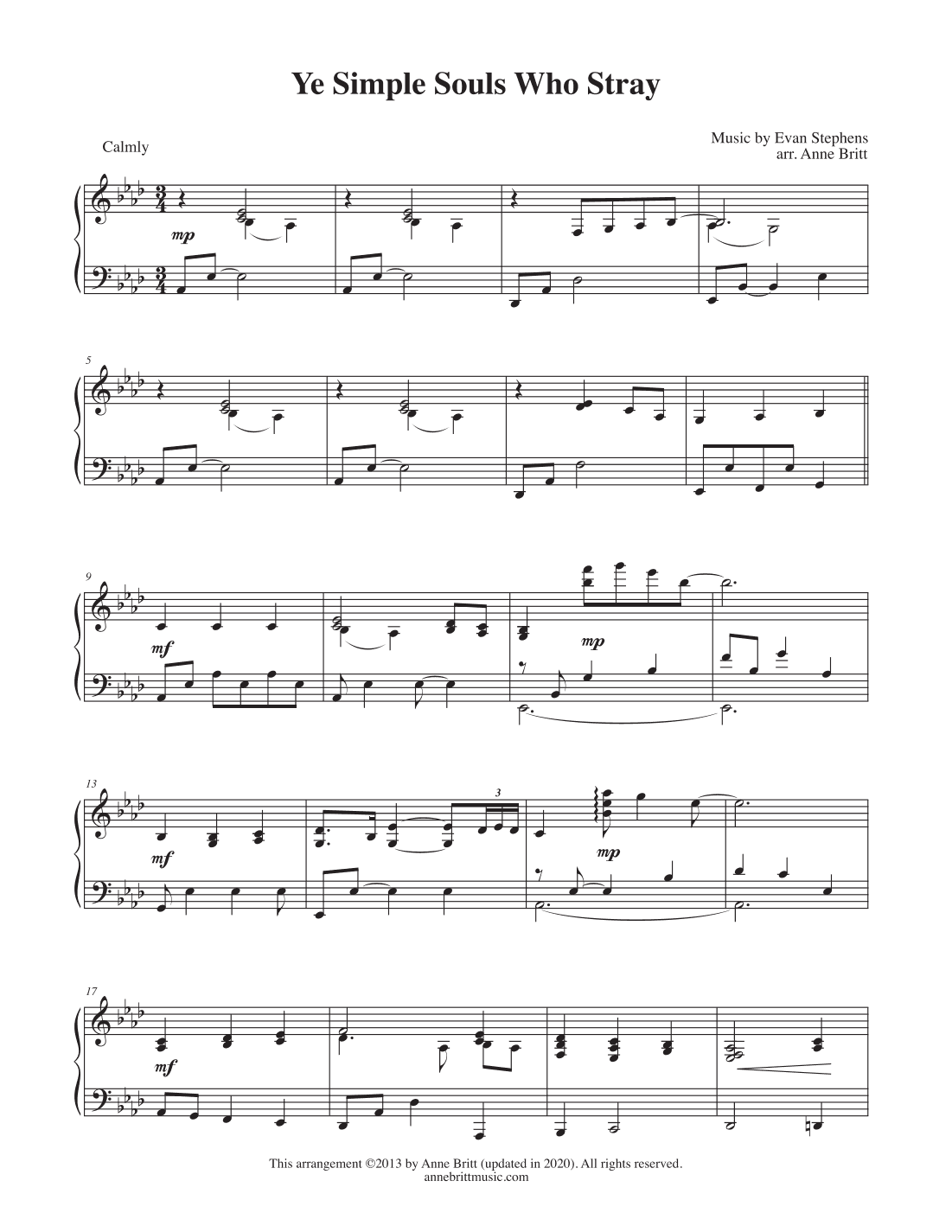 Ye Simple Souls Who Stray (arr. Anne Britt)