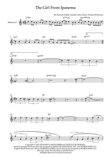 The Girl From Ipanema (garôta De Ipanema) (arr. Karen Gueiros)