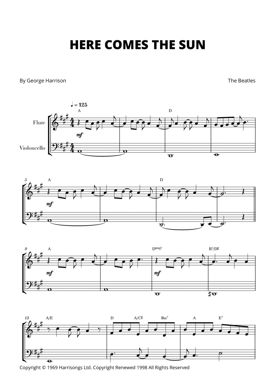 Here Comes The Sun (arr. Cadenza Editions)