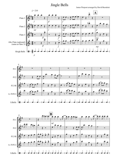Jingle Bells (Jazzy Style!) for Flute Trio (arr. David Burndrett)
