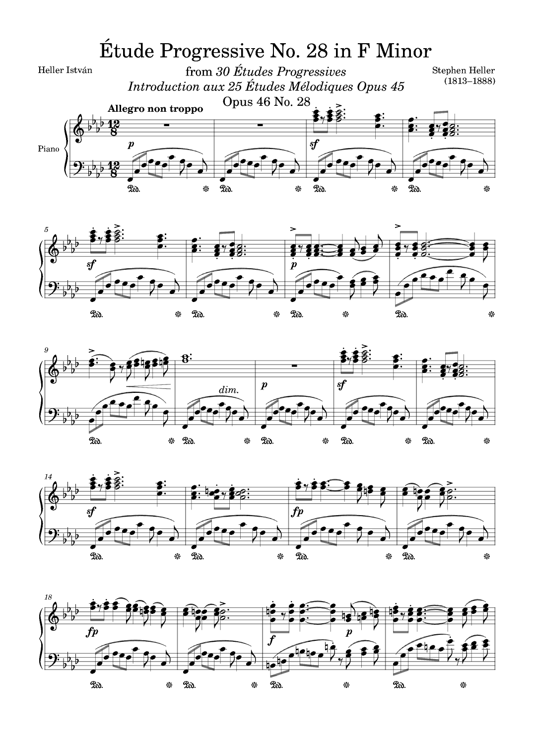 Etude Progressive Opus 46 No. 28 in F Minor (arr. Zachary Corbett)