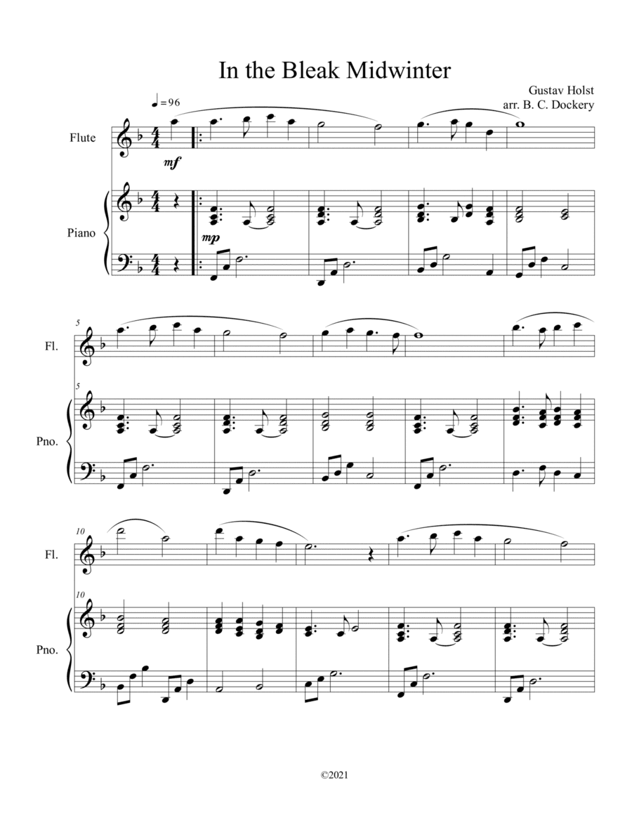 In the Bleak Midwinter (Flute Solo with Piano Accompaniment) (arr. B. C. Dockery)