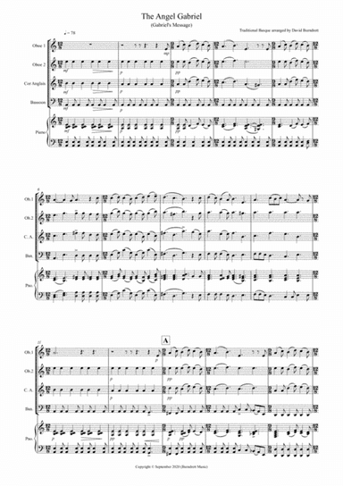 The Angel Gabriel for Double Reed Quartet (arr. David Burndrett)