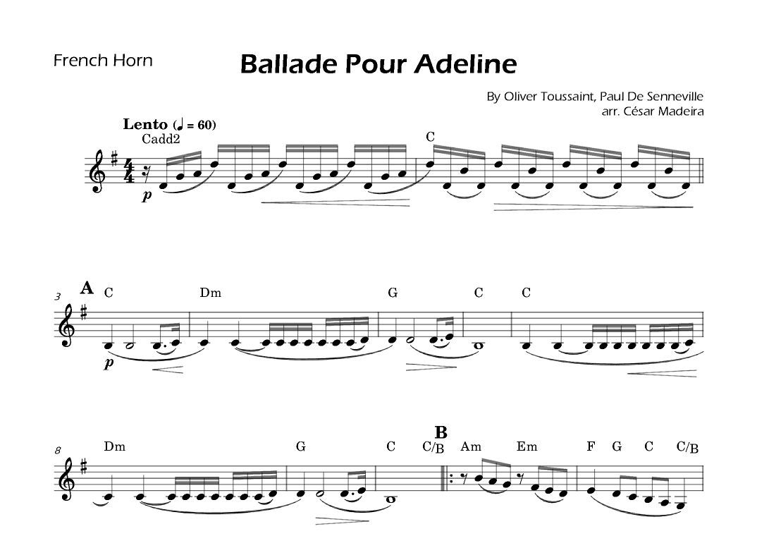 Ballade Pour Adeline (arr. César Madeira)