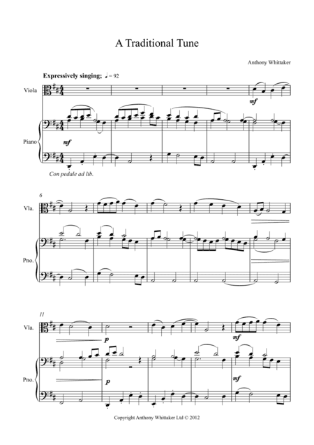 A Traditional Tune for Viola and Piano