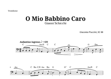 O Mio Babbino Caro by Puccini for Trombone and Chords (arr. Langanho)