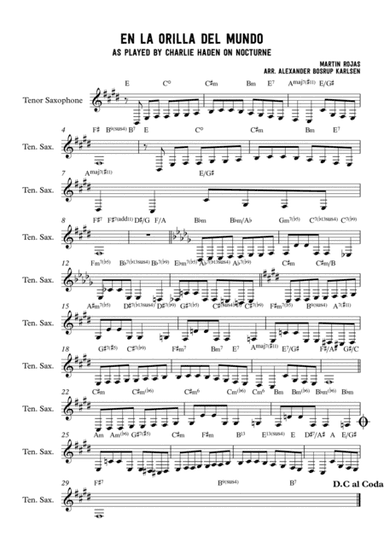 En La Orilla Del Mundo (arr. Alexander Bosrup Karlsen)