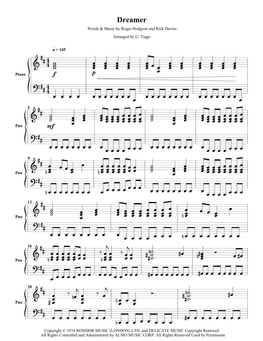 Dreamer (arr. G. Tiago)