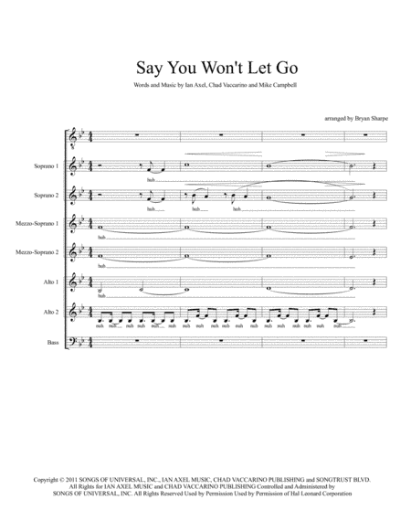 Say You Won't Let Go (arr. Bryan Sharpe)
