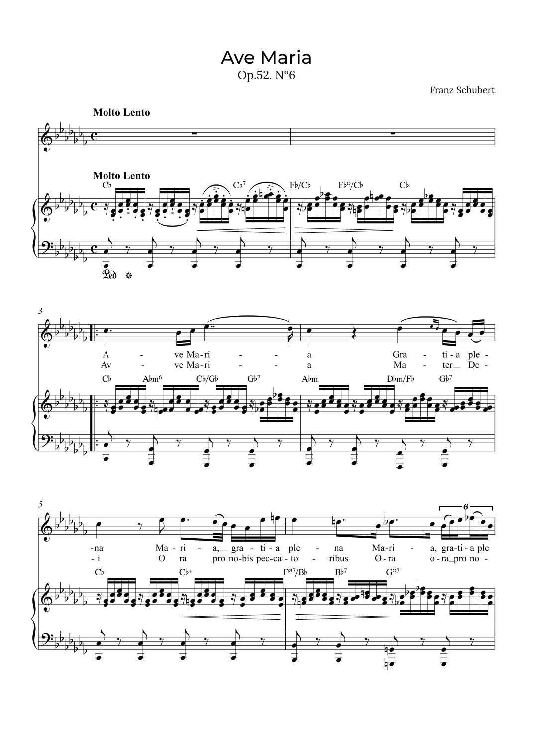 Ave Maria Schubert - Soprano with chords in Cb (arr. Alex Nunes Rodrigues)
