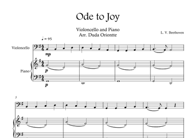 Ode the Joy ( Cello - Piano -  Beethoven Symphony No. 9 ) BEGINNER (arr. Duda Oriontte)