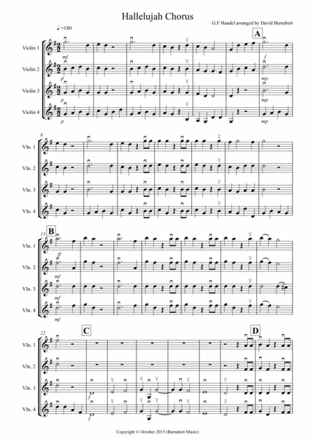 Hallelujah Chorus for Violin Quartet (arr. David Burndrett)