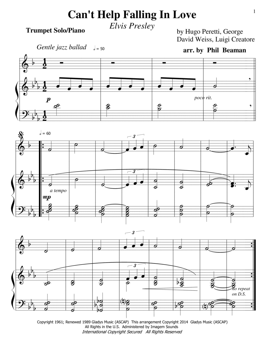 Can't Help Falling In Love (arr. Phil Beaman)