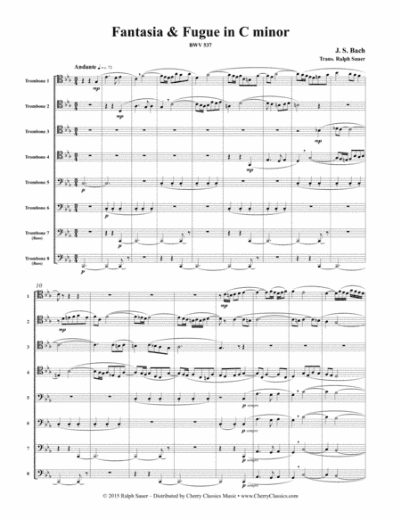 Fantasia & Fugue in C minor BWV 537 for 8-part Trombone Choir (arr. Ralph Sauer)