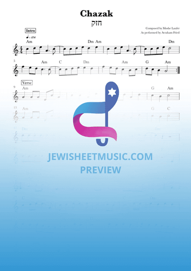 Chazak by Avraham Fried. Lead Sheet. חזק (arr. Rivka Sloboder)