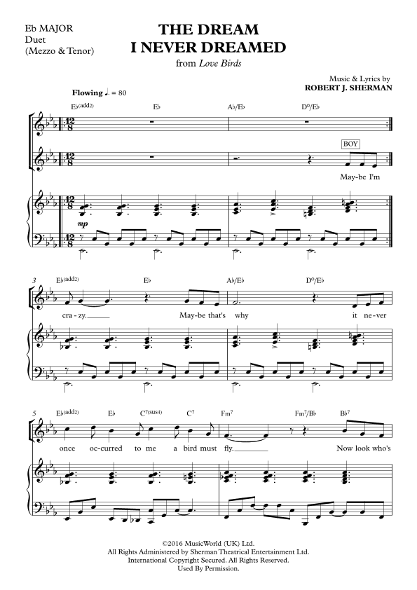 The Dream I Never Dreamed  (E flat Major, Duet)