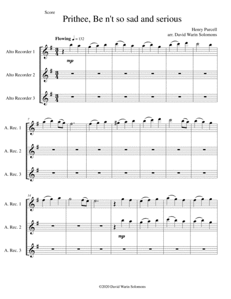 Eight Classical and Traditional Canons for 3 alto recorders (arr. David Warin Solomons)
